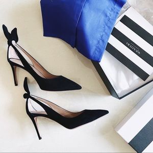NEW (FIT SIZE 6) Aquazzura Bow Tie Pumps Black 85